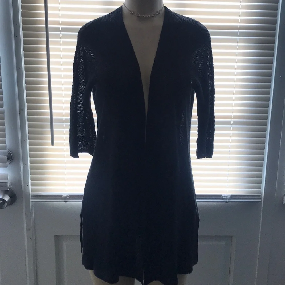 Eileen Fisher Organic linen/Tencel Open Cardigan - Picture 3 of 11